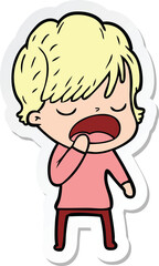 sticker of a cartoon woman talking