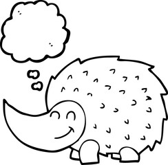 freehand drawn thought bubble cartoon hedgehog