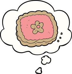 cartoon biscuit with thought bubble
