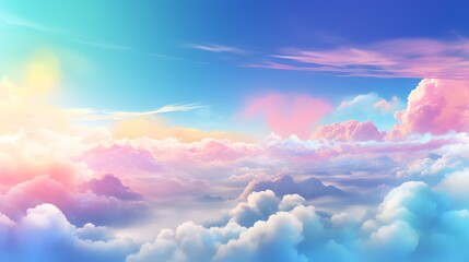 Beautiful clouds-cape with blue sky and sun. Vector illustration.
