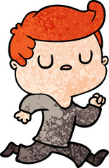 cartoon aloof man running