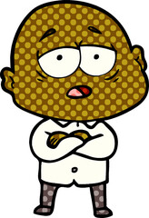 cartoon tired bald man