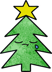 Fototapeta premium retro grunge texture cartoon of a christmas tree
