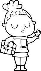 cartoon calm woman