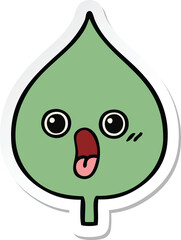 sticker of a cute cartoon expressional leaf