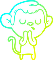 cold gradient line drawing of a cartoon monkey