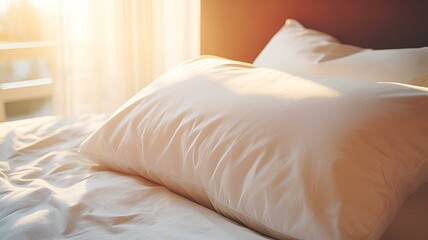 Fototapeta na wymiar Under the pillow where the morning sun hits | generative AI