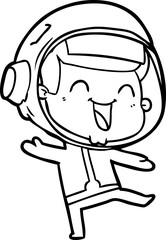 happy cartoon astronaut