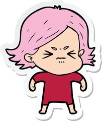 sticker of a cartoon angry woman
