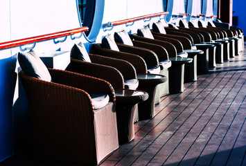 A Row of Chairs on a Cruise Ship Deck