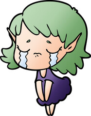 cartoon crying elf girl