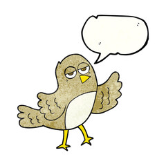 freehand speech bubble textured cartoon bird