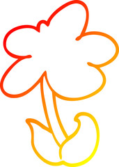 warm gradient line drawing of a cute cartoon flower