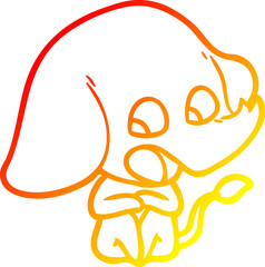 Obraz premium warm gradient line drawing of a cute cartoon elephant