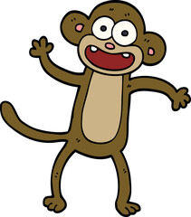 cartoon doodle waving monkey