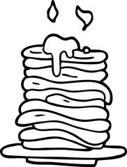 line drawing cartoon stack of pancakes