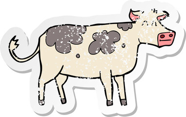 retro distressed sticker of a cartoon cow