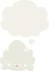 cartoon cloud with thought bubble in retro style
