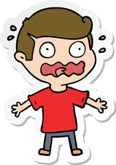 sticker of a cartoon man totally stressed out