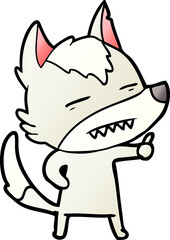 cartoon wolf showing teeth