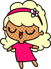 freehand drawn cartoon of cute kawaii girl