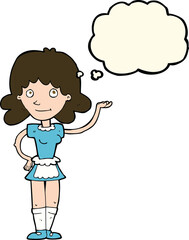 cartoon maid with thought bubble