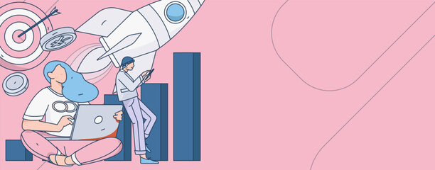 Business People Flat Vector Concept Operation Hand Drawn Illustration
