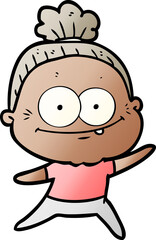 Obraz premium cartoon happy old woman