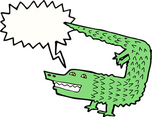 cartoon crocodile with speech bubble