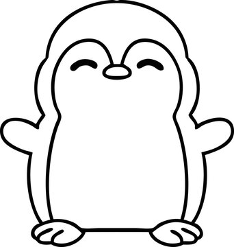 line doodle of a cute little penguin