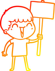 warm gradient line drawing of a cartoon happy man