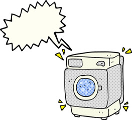 freehand drawn comic book speech bubble cartoon rumbling washing machine