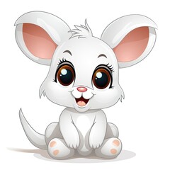Clipart of a cute rabbit cartoon with white background