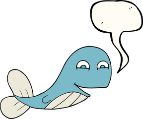 freehand drawn speech bubble cartoon whale