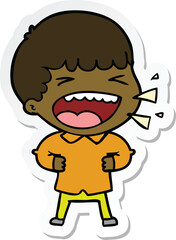 sticker of a cartoon laughing man