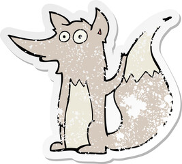 distressed sticker of a cartoon wolf
