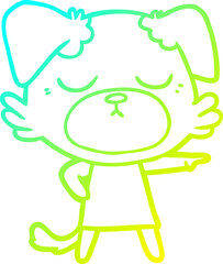 cold gradient line drawing of a cute cartoon dog