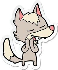 sticker of a cartoon wolf laughing