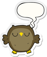 cartoon owl with speech bubble sticker