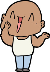 happy cartoon bald man