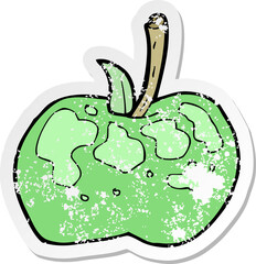 retro distressed sticker of a cartoon apple
