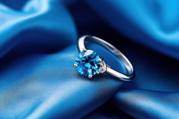 Golden ring with big sapphire or topaz
