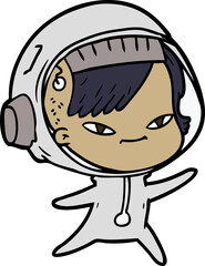 cartoon astronaut woman