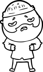 Obraz premium cartoon worried man with beard