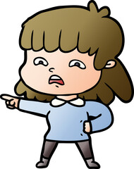 cartoon worried woman