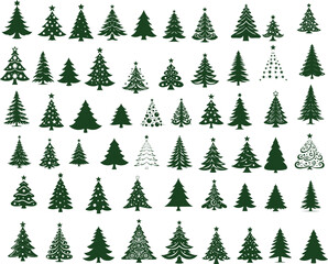 Collection of Christmas trees, modern flat design