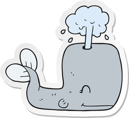 sticker of a cartoon whale spouting water