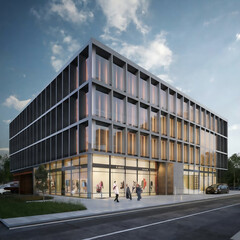 Fototapeta na wymiar digital model of a contemporary office building