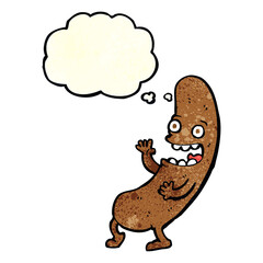 cartoon sausage with thought bubble