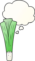 cartoon leek with thought bubble in smooth gradient style